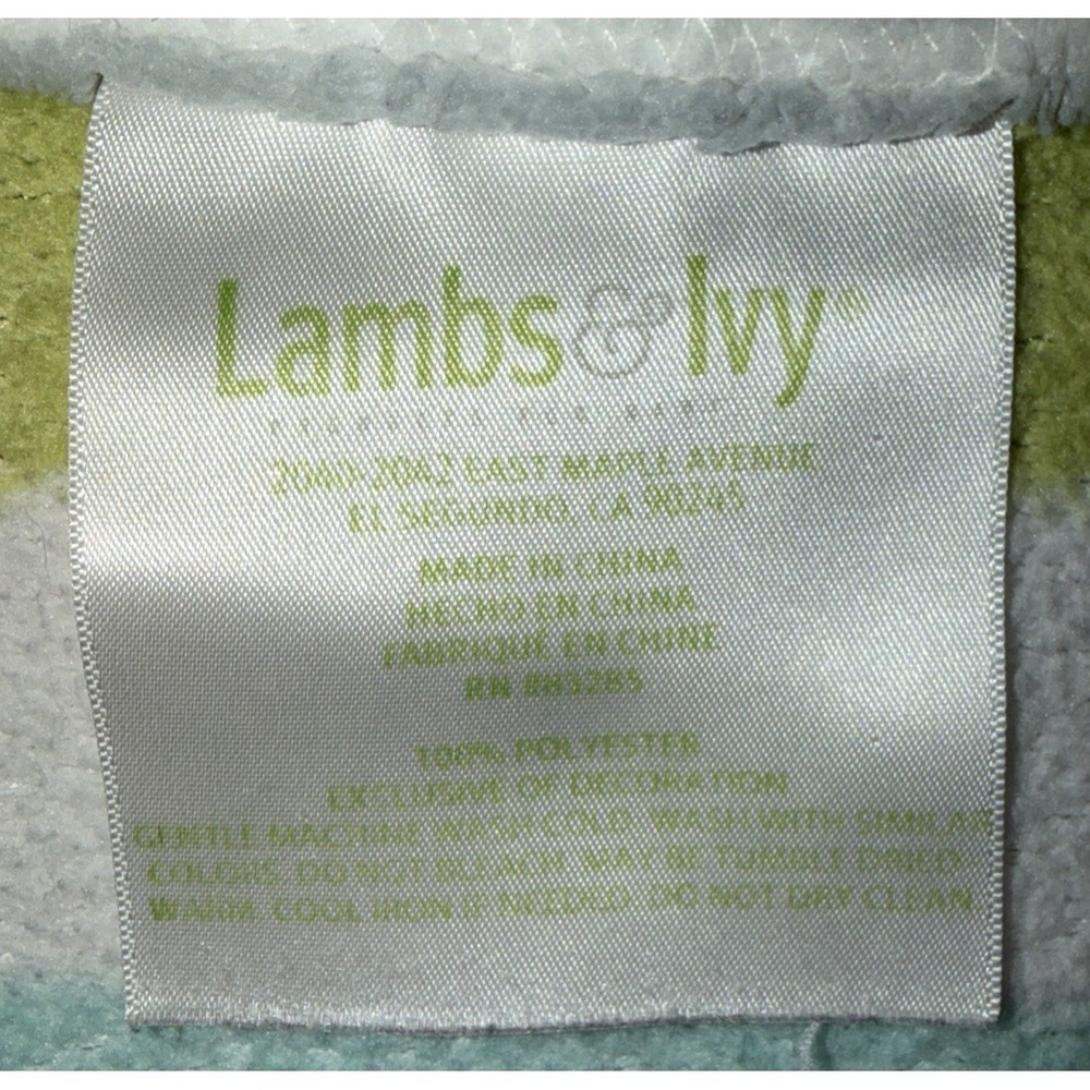 Lambs & Ivy Blue Green Gray Stripe Baby Blanket‎ Gray Elephant 3D Ear 30"x39" - Picture 4 of 5